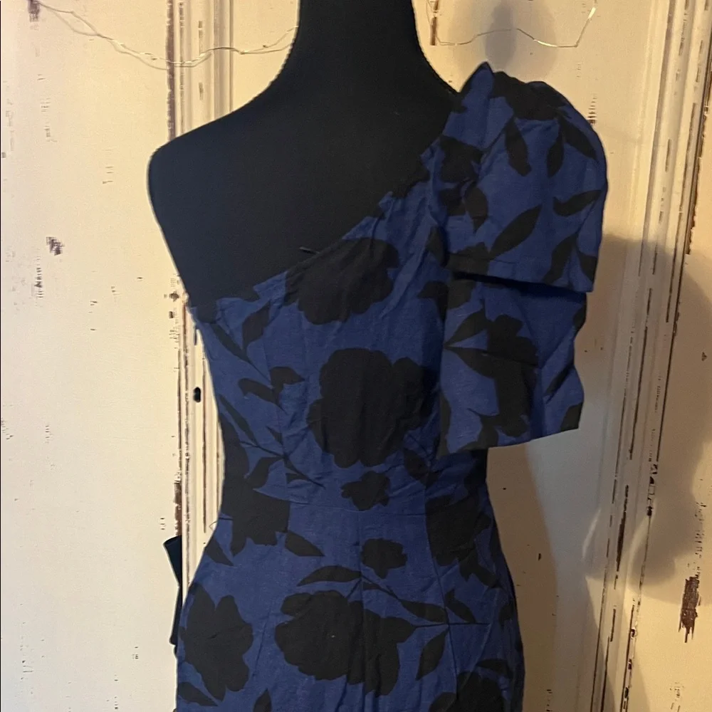 Kate Spade One-Shoulder jumpsuit in Navy and Black Floral - Picture 8 of 11